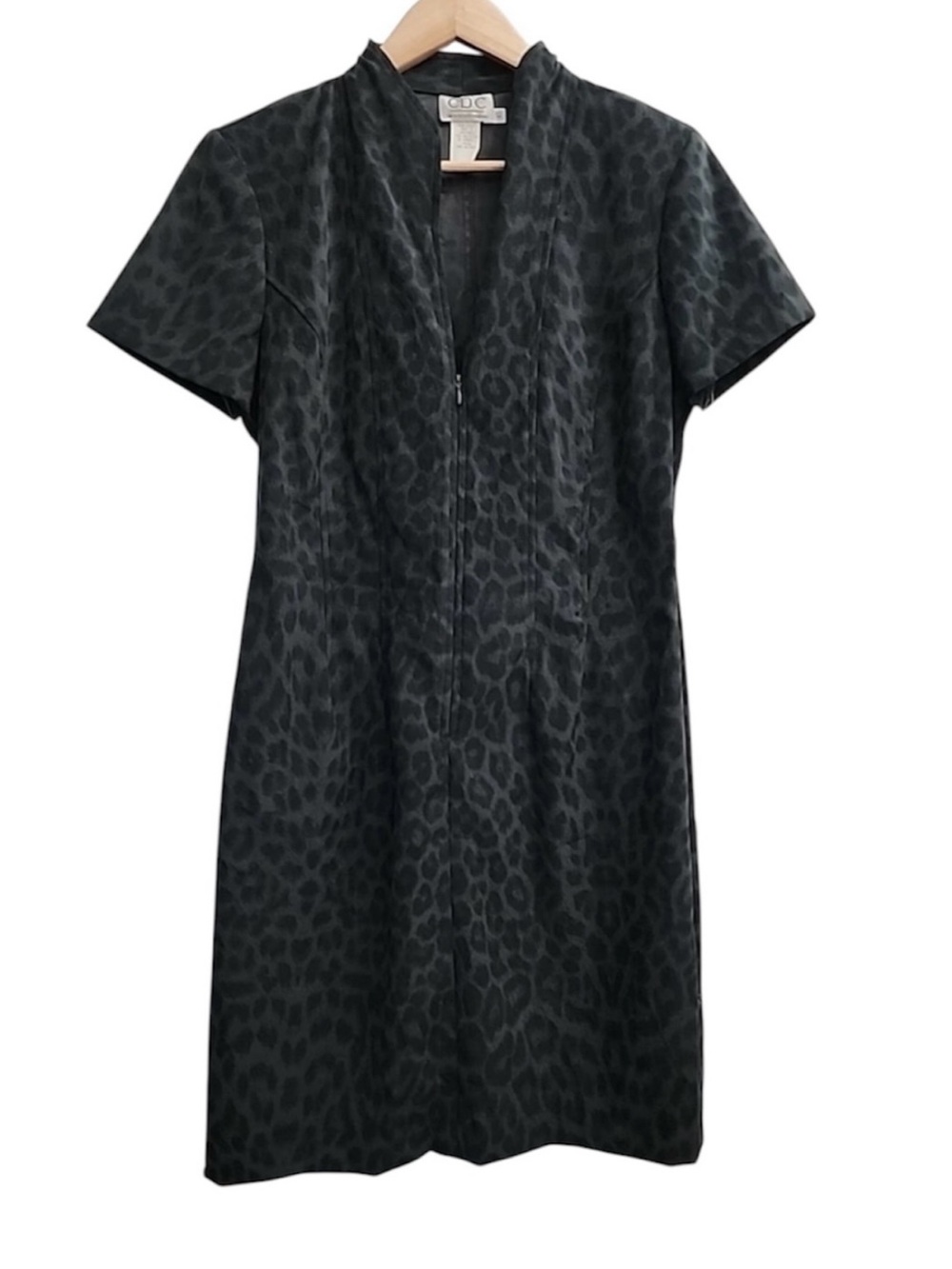 NWT VINTAGE CDC TEAL DRESS WITH BLACK ANIMAL PRINT PATTERN SIZE 4
